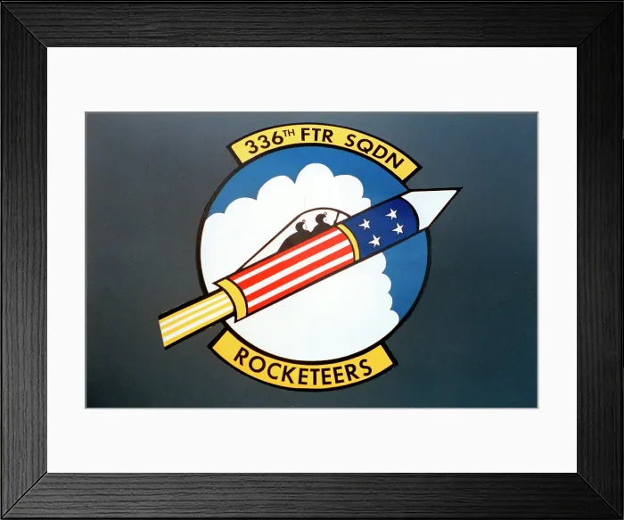 Framed Print : 336th Fighter Squadron Rocketeers badge Framed Print : 336th Fighter Squadron Rocketeers badge