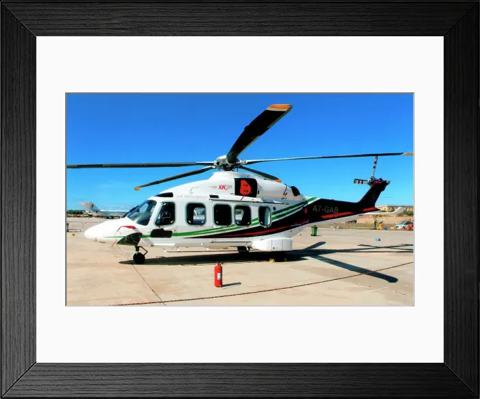 Framed Print : AgustaWestland AW189 A7-GAB Framed Print : AgustaWestland AW189 A7-GAB
