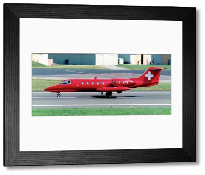 Framed Print : Learjet 35A HB-VFB (msn 35A-145), of Bundesanstalt fer Militerflugpletze, at the Royal International Air Tattoo - RAF Fairford 22 July 1991. Date: 1991 Framed Print : Learjet 35A HB-VFB (msn 35A-145), of Bundesanstalt fer Militerflugpletze, at the Royal International Air Tattoo - RAF Fairford 22 July 1991. Date: 1991
