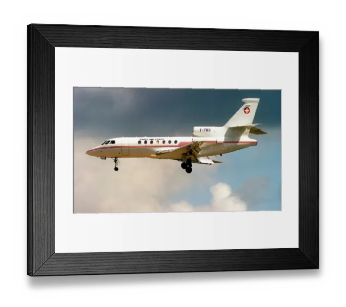 Framed Print : Swiss Air Force - Dassault Falcon 50EX T-783 (msn 067), of Lufttransportdienst des Bundes, at the Royal International Air Tattoo - RAF Fairford 23 July 1999 Framed Print : Swiss Air Force - Dassault Falcon 50EX T-783 (msn 067), of Lufttransportdienst des Bundes, at the Royal International Air Tattoo - RAF Fairford 23 July 1999