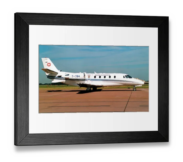 Framed Print : Swiss Air Force - Cessna 560XL Citation Excel T-784 (msn 560-5269), of VIP Flt. (German: Schweizer Luftwaffe; French: Forces aeriennes suisses; Italian: Forze aeree svizzere; Romansh: Aviatica militara svizra) Date: circa 2010 Framed Print : Swiss Air Force - Cessna 560XL Citation Excel T-784 (msn 560-5269), of VIP Flt. (German: Schweizer Luftwaffe; French: Forces aeriennes suisses; Italian: Forze aeree svizzere; Romansh: Aviatica militara svizra) Date: circa 2010