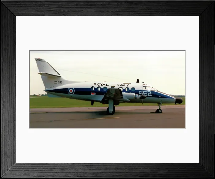 Framed Print : Royal Navy - Scottish Aviation Jetstream T. 2 XX483 / 62 (msn 264 P / N 56, base code CU'), of 750 Naval Air Squadron, based at RNAS Culdrose. Date: circa 1995 Framed Print : Royal Navy - Scottish Aviation Jetstream T. 2 XX483 / 62 (msn 264 P / N 56, base code CU'), of 750 Naval Air Squadron, based at RNAS Culdrose. Date: circa 1995