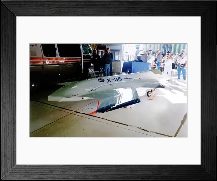 Framed Print : McDonnell Douglas X-36 Tailless Fighter Agility Research Aircraft A / Vnumber 1, on display at the National Museum of the United States Air Force at Wright-Patterson Air Force Base near Dayton, Ohio. Date: circa 2000 Framed Print : McDonnell Douglas X-36 Tailless Fighter Agility Research Aircraft A / Vnumber 1, on display at the National Museum of the United States Air Force at Wright-Patterson Air Force Base near Dayton, Ohio. Date: circa 2000