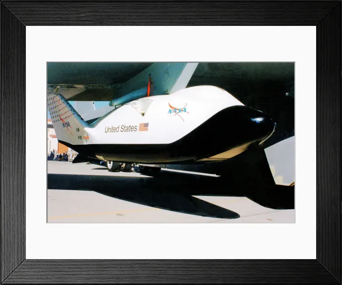 Framed Print : NASA X-38 V-131, at an open day on Edwards Air Force Base, mounted under the wing of its B-52 mothership. Date: circa 2000 Framed Print : NASA X-38 V-131, at an open day on Edwards Air Force Base, mounted under the wing of its B-52 mothership. Date: circa 2000