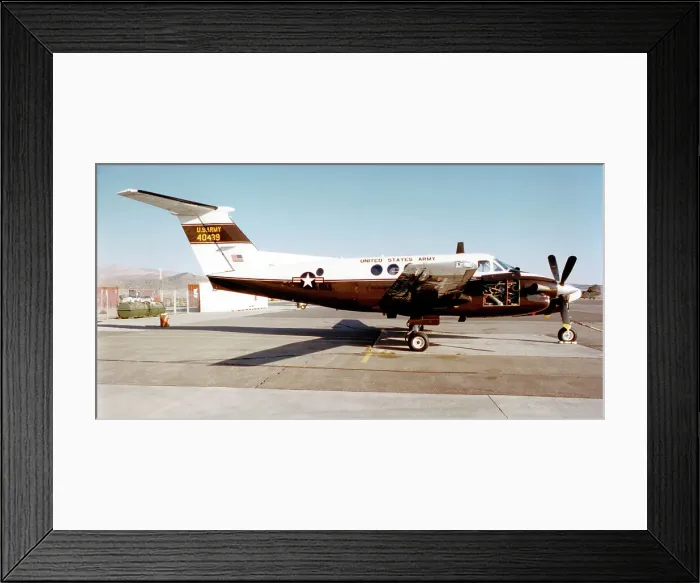 Framed Print : United States Army - Beech C-12F Huron 84-0489 (msn BL-123), of Detachment 45, Operational Support Airlift Command (OSACOM), Army NG, Reno / Stead Airport, NV. Date: circa 2000 Framed Print : United States Army - Beech C-12F Huron 84-0489 (msn BL-123), of Detachment 45, Operational Support Airlift Command (OSACOM), Army NG, Reno / Stead Airport, NV. Date: circa 2000