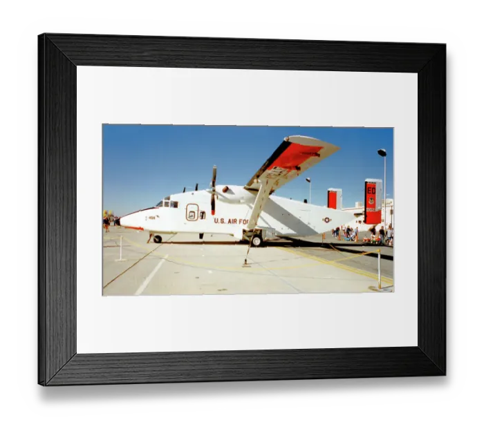 Framed Print : United States Air Force - Short C-23A Sherpa 84-0458 (MSN SH. 3103, ex G-14-3103), of the 412th Test Wing, at Edwards Air Force Base. Date: circa 1995 Framed Print : United States Air Force - Short C-23A Sherpa 84-0458 (MSN SH. 3103, ex G-14-3103), of the 412th Test Wing, at Edwards Air Force Base. Date: circa 1995
