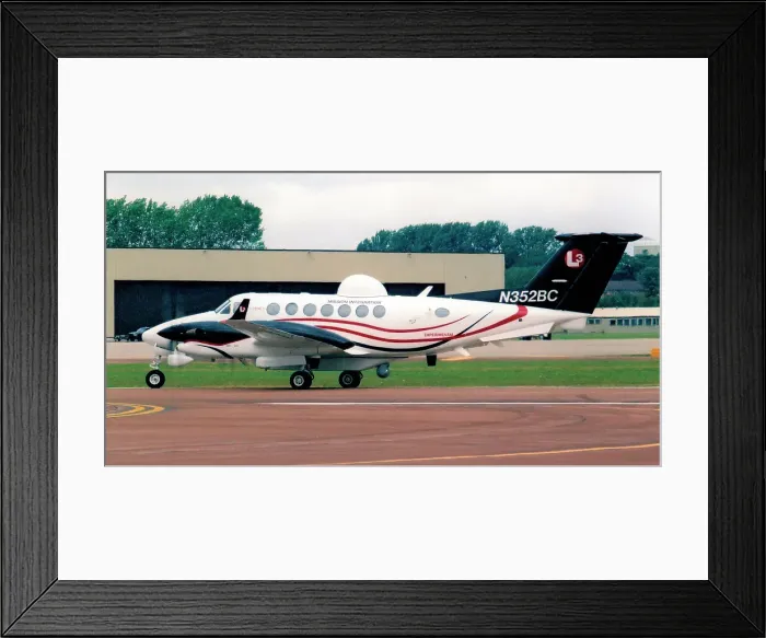 Framed Print : Beech 350ER Super King Air N352BC (msn FL-463), of L-3 Communications Advanced Aviation LLC, at the Royal International Air Tattoo - RAF Fairford 16 July 2011. Date: 2011 Framed Print : Beech 350ER Super King Air N352BC (msn FL-463), of L-3 Communications Advanced Aviation LLC, at the Royal International Air Tattoo - RAF Fairford 16 July 2011. Date: 2011