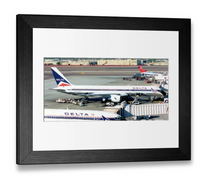 Framed Print : Boeing 757-232 N614DL (msn 22821, line Number 85). of Delta Airlines at Las Vegas International Airport. Date: circa 1996 Framed Print : Boeing 757-232 N614DL (msn 22821, line Number 85). of Delta Airlines at Las Vegas International Airport. Date: circa 1996
