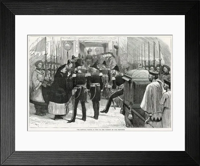 Framed Print : Diplomatic visit between British Navy and a Chinese Provincial Governor. Date: 1887 Framed Print : Diplomatic visit between British Navy and a Chinese Provincial Governor. Date: 1887