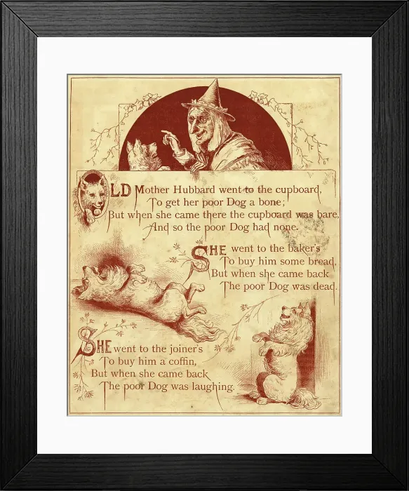 Framed Print : Old Mother Hubbard: went to the cupboard Framed Print : Old Mother Hubbard: went to the cupboard