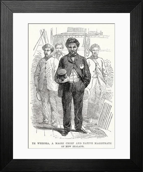 Framed Print : New Zealand Maori Chief and native magistrate, Te Wheora. Date: 1864 Framed Print : New Zealand Maori Chief and native magistrate, Te Wheora. Date: 1864
