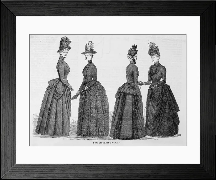 Framed Print : Women in Victorian mourning fashions Framed Print : Women in Victorian mourning fashions