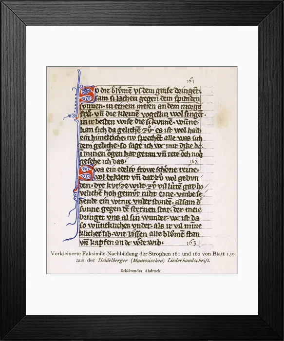 Framed Print : Verses of a song by Walther von der Vogelweide Framed Print : Verses of a song by Walther von der Vogelweide