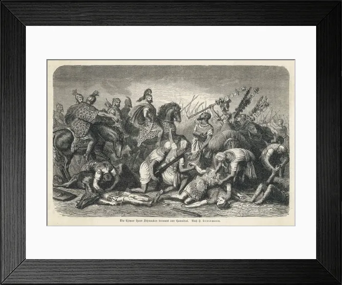 Framed Print : Hannibal stripping the dead Romans after battle Framed Print : Hannibal stripping the dead Romans after battle