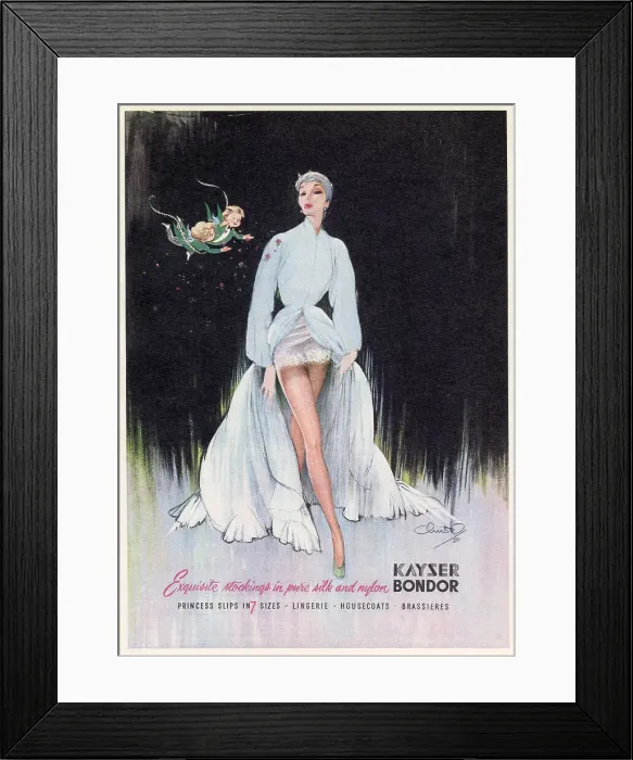 Framed Print : Advertisement for Kayser Bondor stockings Date: 1951 Framed Print : Advertisement for Kayser Bondor stockings Date: 1951