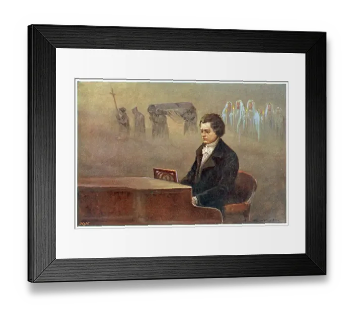 Framed Print : Beethoven Ludwig Van Sitting Piano Contemplates Framed Print : Beethoven Ludwig Van Sitting Piano Contemplates