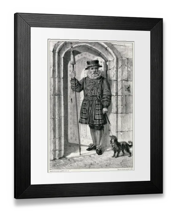 Framed Print : A Yeoman of the Guard on duty at the Tower of London Date: circa 1870 Framed Print : A Yeoman of the Guard on duty at the Tower of London Date: circa 1870