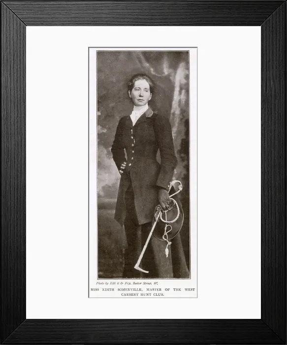 Framed Print : EDITH ANNA OENONE SOMERVILLE (1858 - 1949), Irish novelist pictured in her hunting habit. Date: 1904 Framed Print : EDITH ANNA OENONE SOMERVILLE (1858 - 1949), Irish novelist pictured in her hunting habit. Date: 1904