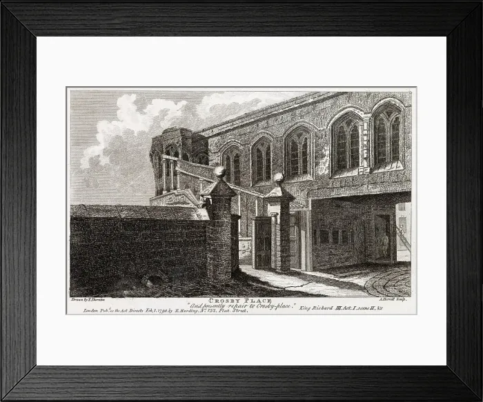Framed Print : Exterior of Crosby Hall, Bishopsgate. Date: 1790 Framed Print : Exterior of Crosby Hall, Bishopsgate. Date: 1790