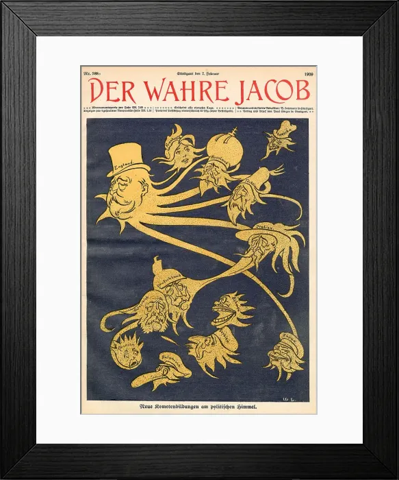 Framed Print : THE GREAT POLITICAL COMET satire inspired by Halley's comet Date: 1909 Framed Print : THE GREAT POLITICAL COMET satire inspired by Halley's comet Date: 1909