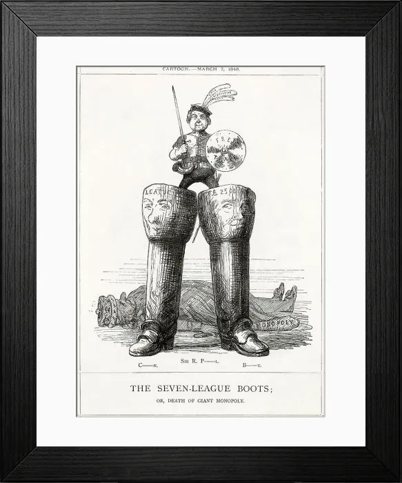 Framed Print : Cartoon, The Seven-league boots 1846 Framed Print : Cartoon, The Seven-league boots 1846
