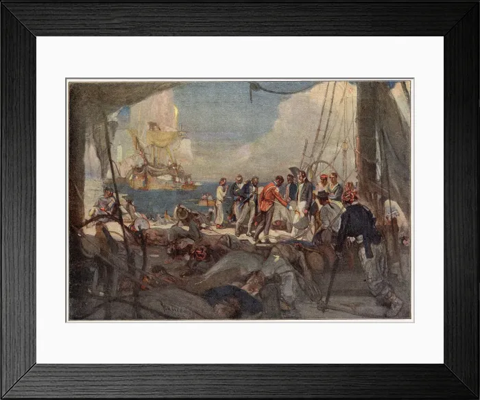 Framed Print : BATTLE OF LAKE ERIE Perry, with a much larger fleet, destroys an English flotilla of 6 schooners, forcing the English to surrender Date: 10 September 1813 Framed Print : BATTLE OF LAKE ERIE Perry, with a much larger fleet, destroys an English flotilla of 6 schooners, forcing the English to surrender Date: 10 September 1813