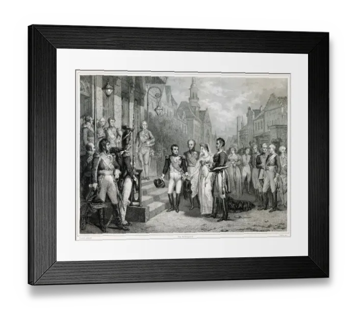 Framed Print : Napoleon and Konigin Luise of Prussia meet at Tilsit Date: 6 May 1807 Framed Print : Napoleon and Konigin Luise of Prussia meet at Tilsit Date: 6 May 1807