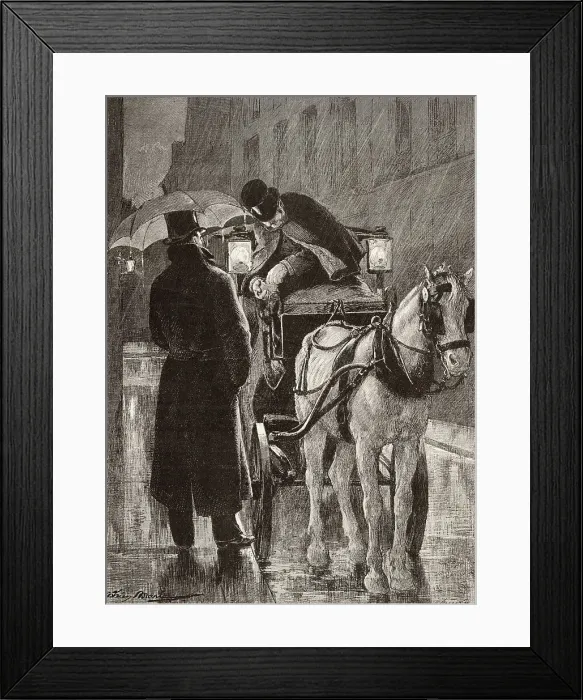 Framed Print : Horse Cab, Paris 1879 Framed Print : Horse Cab, Paris 1879