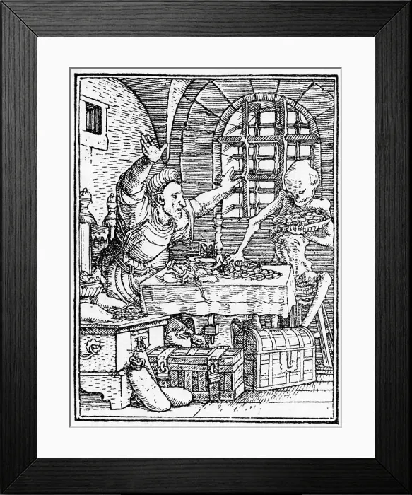 Framed Print : MISER AND DEATH Framed Print : MISER AND DEATH
