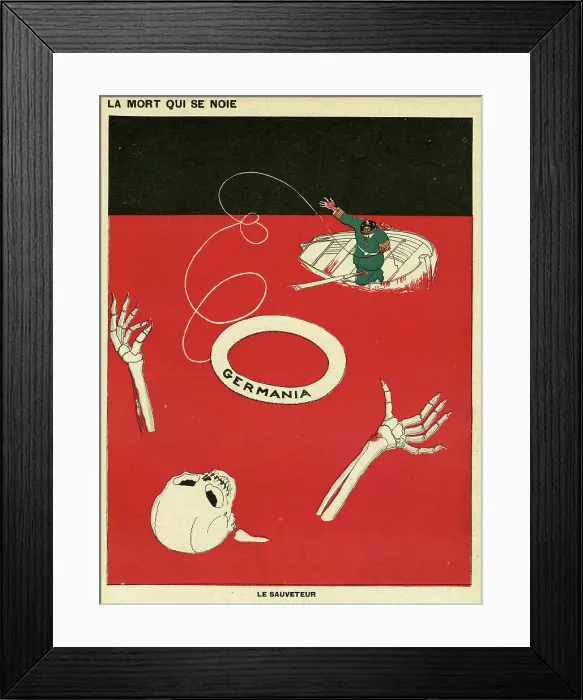 Framed Print : Cartoon, The Rescuer, WW1 Framed Print : Cartoon, The Rescuer, WW1