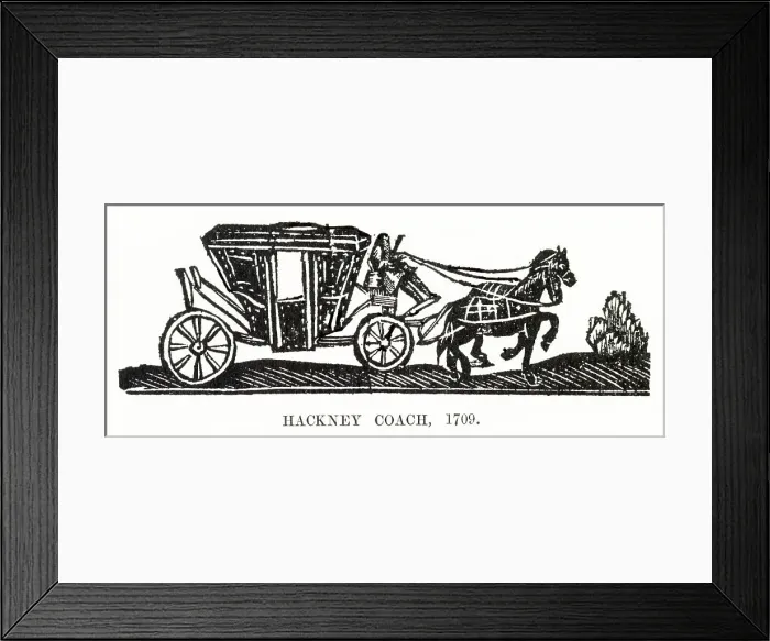 Framed Print : A hackney coach Date: 1709 Framed Print : A hackney coach Date: 1709