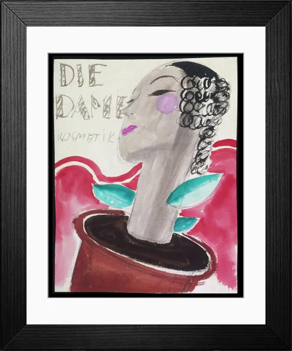 Framed Print : Woman head in plant pot Framed Print : Woman head in plant pot