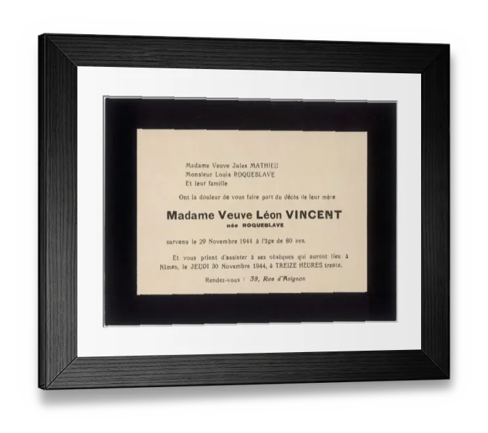 Framed Print : INVITATION TO FUNERAL Framed Print : INVITATION TO FUNERAL