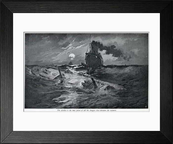 Framed Print : The derelict is the most potent of all the dangers that threaten the seafarer Date: 1905 Framed Print : The derelict is the most potent of all the dangers that threaten the seafarer Date: 1905