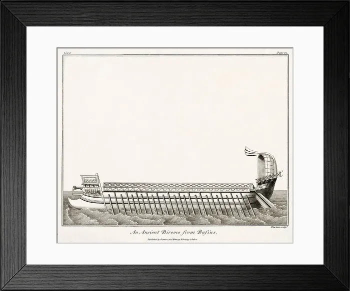 Framed Print : An ancient Bireme from Bafius (Basius?) Date: Ancient Rome Framed Print : An ancient Bireme from Bafius (Basius?) Date: Ancient Rome