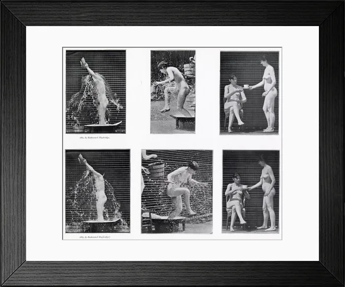 Framed Print : A woman taking a shower and having tea. Date: 1887 Framed Print : A woman taking a shower and having tea. Date: 1887