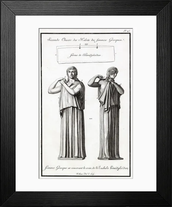 Framed Print : A woman of ancient Greece buttons up her HEMIDIPLOIDION Date: ancient Greece Framed Print : A woman of ancient Greece buttons up her HEMIDIPLOIDION Date: ancient Greece