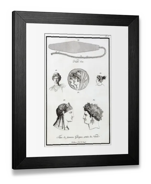 Framed Print : Some of the ways in which Greek women did their hair, using a nimbus as ornament Framed Print : Some of the ways in which Greek women did their hair, using a nimbus as ornament