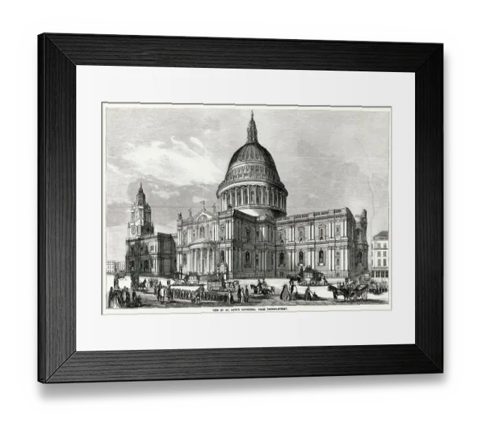 Framed Print : View of St. Paul's Cathedral from Cannon Street. Date: 1858 Framed Print : View of St. Paul's Cathedral from Cannon Street. Date: 1858