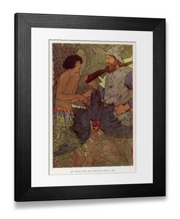 Framed Print : CRUSOE & DEAD PARRROT