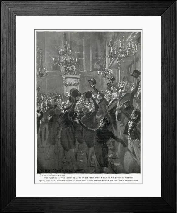 Framed Print : Carrying of the second reading of the first reform bill in the House of Commons. Date: 21 March 1831 Framed Print : Carrying of the second reading of the first reform bill in the House of Commons. Date: 21 March 1831