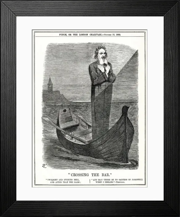 Framed Print : Cartoon, Crossing the Bar (death of Tennyson) Framed Print : Cartoon, Crossing the Bar (death of Tennyson)