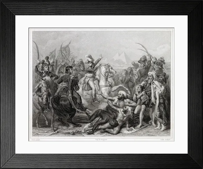 Framed Print : EGYPTIAN CAMPAIGN Napoleon defeats the Beys at the BATTLE OF THE PYRAMIDS, losing only 40 dead Date: 21 July 1798 Framed Print : EGYPTIAN CAMPAIGN Napoleon defeats the Beys at the BATTLE OF THE PYRAMIDS, losing only 40 dead Date: 21 July 1798