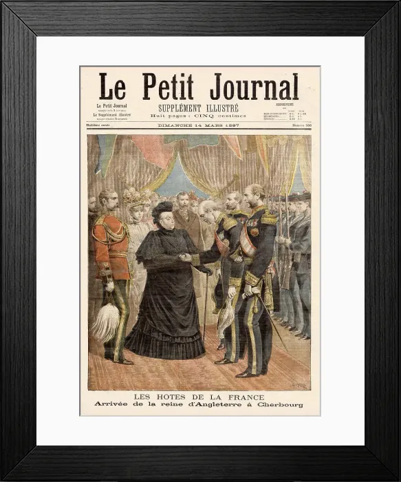 Framed Print : She arrives at Cherbourg, at the start of a spring visit to the south of France Date: 1897 Framed Print : She arrives at Cherbourg, at the start of a spring visit to the south of France Date: 1897