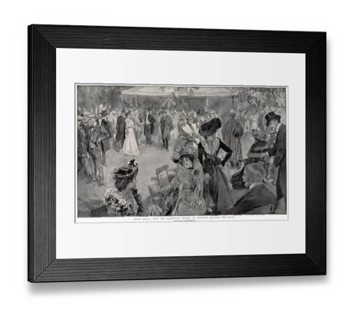 Framed Print : Fashionable society at the Ascot meetings : near the bandstand during an interval between the races Date: 1901 Framed Print : Fashionable society at the Ascot meetings : near the bandstand during an interval between the races Date: 1901