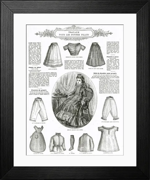 Framed Print : Victorian girl's clothing 1875 Framed Print : Victorian girl's clothing 1875