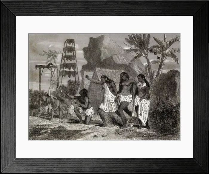 Framed Print : SANDWICH ISLANDS (Polynesia) mourning the dead Date: 1844 Framed Print : SANDWICH ISLANDS (Polynesia) mourning the dead Date: 1844