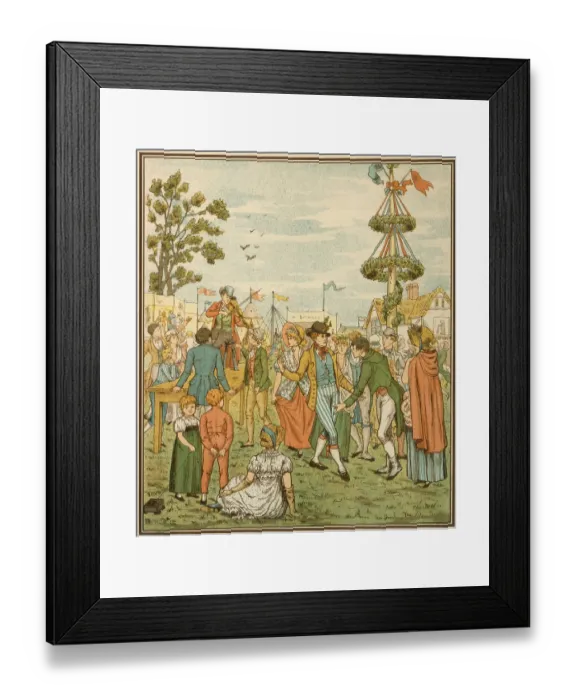 Framed Print : A fiddler plays for the dancers by the maypole on the village green Date: early 19th century Framed Print : A fiddler plays for the dancers by the maypole on the village green Date: early 19th century