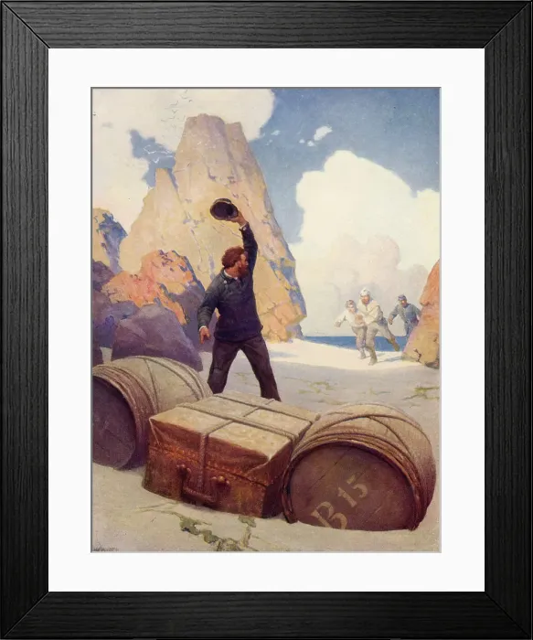 Framed Print : THE MYSTERIOUS ISLAND The discovery of the chest Date: 1874 Framed Print : THE MYSTERIOUS ISLAND The discovery of the chest Date: 1874
