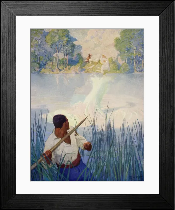 Framed Print : THE MYSTERIOUS ISLAND Top saved from the dugong Date: 1874 Framed Print : THE MYSTERIOUS ISLAND Top saved from the dugong Date: 1874